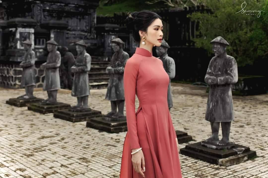 Brick Dark Color Double layers chiffon Ao Dai Set/Pre-made Vietnamese Long Dress/Plain color with pants/ Traditional Vietnamese Outfit/B102