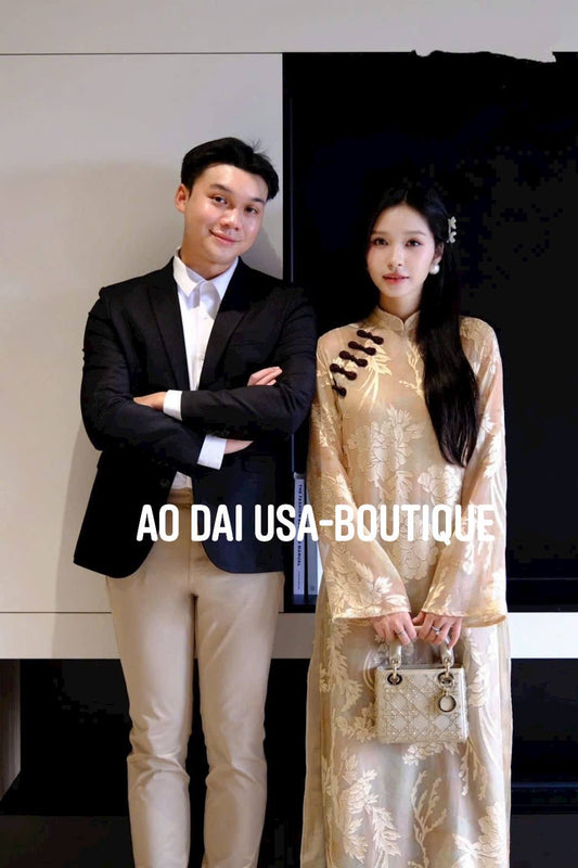 MOC NHIEN Set Ao Dai Lụa Tô Châu/ Red pants included/TT291