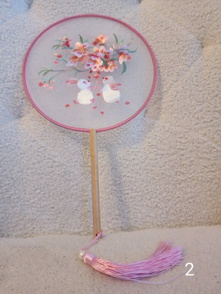 Vintage Embroidered Floral Fan | Vietnamese Ao Dai Accessory 8 Colors