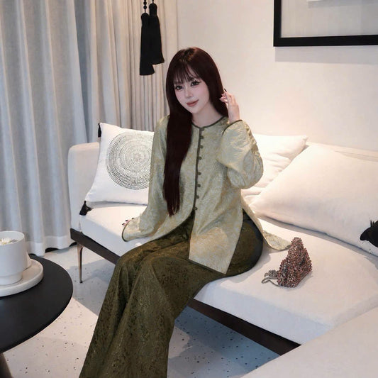 Ao Ba Ba Set: Modern Vietnamese Phap Phuc with Pants B273