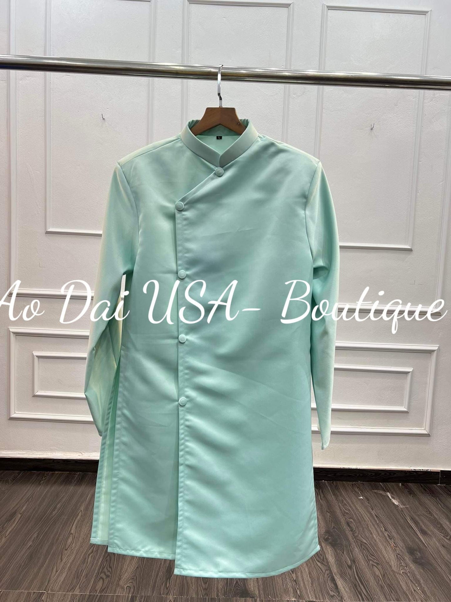 Ao Dai For Men Ao Dai Tron Mint Green Color B164