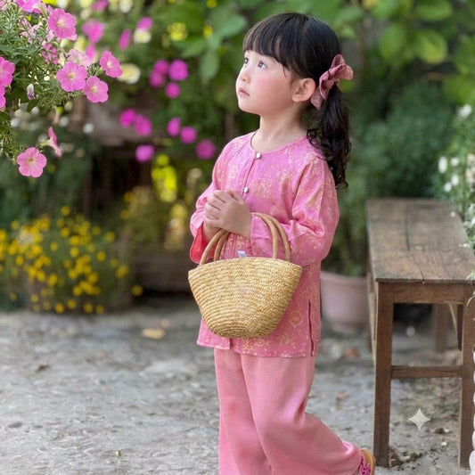 Girls Floral Ao Ba Ba Cach Tan (2 colors)/ Pink and Blue Colors with pants/Vietnamese Lunar New Year Outfit TT55