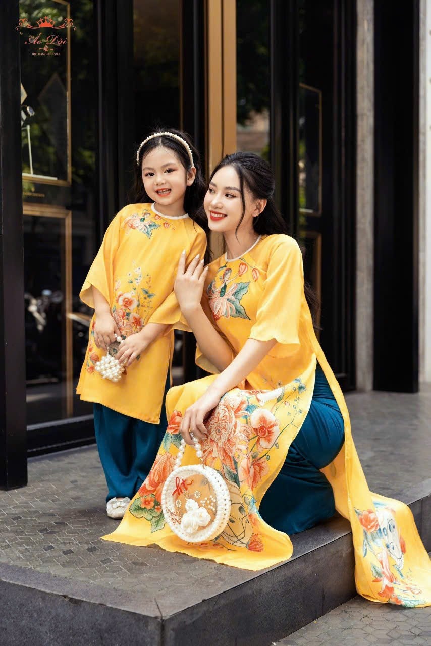 Family Printed Yellow Ao Dai Set B280/122