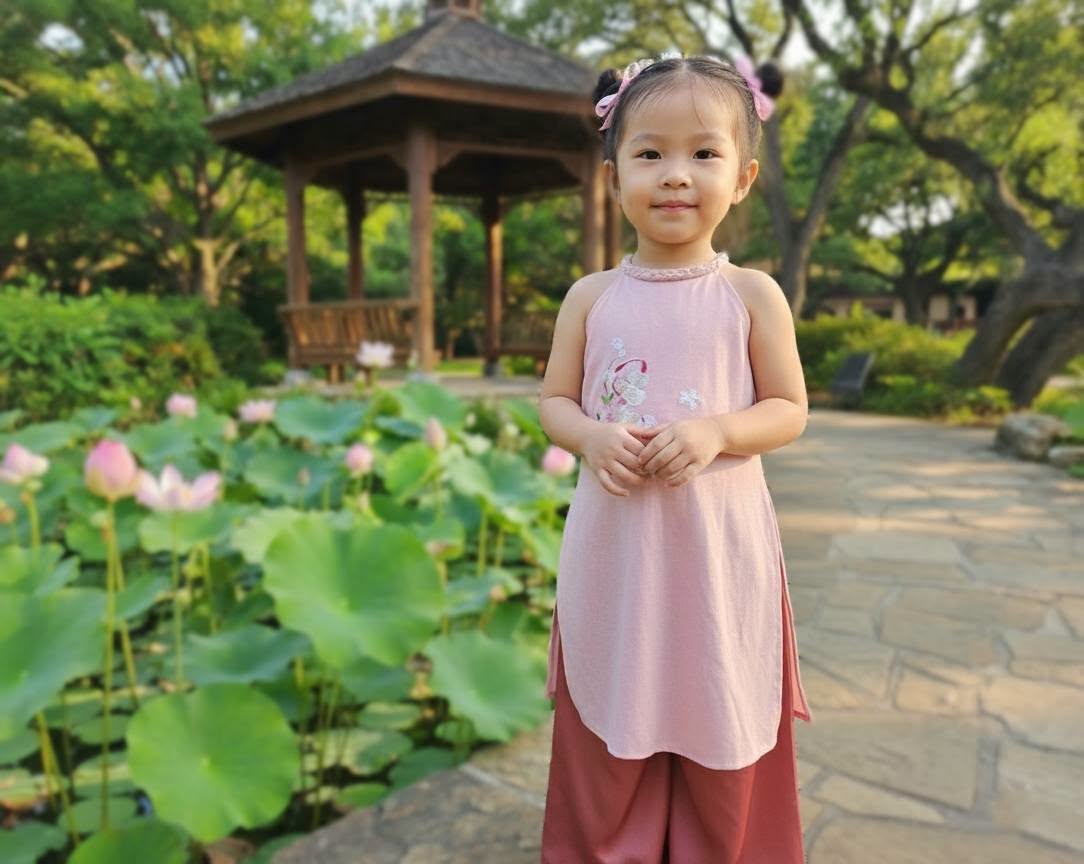 Girls' Pink Ao Dai Set/Ao Dai Yem for Girls/Modern Vietnamese Dress/ Lunar New Year 2026/B56