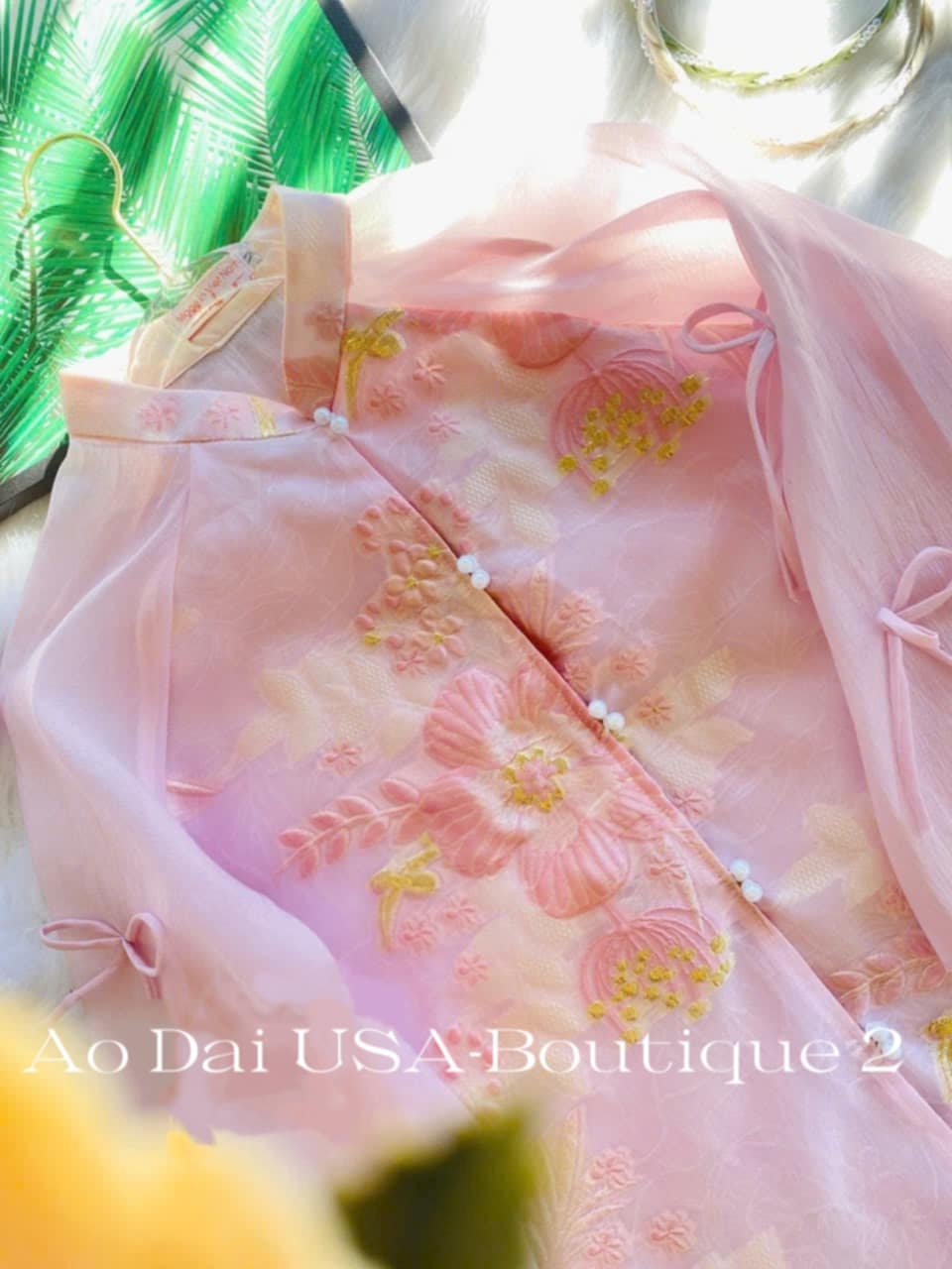 Set Ao Ba Ba Pink/Pre-made Traditional Vietnamese Phap Phuc with Pants/ G349