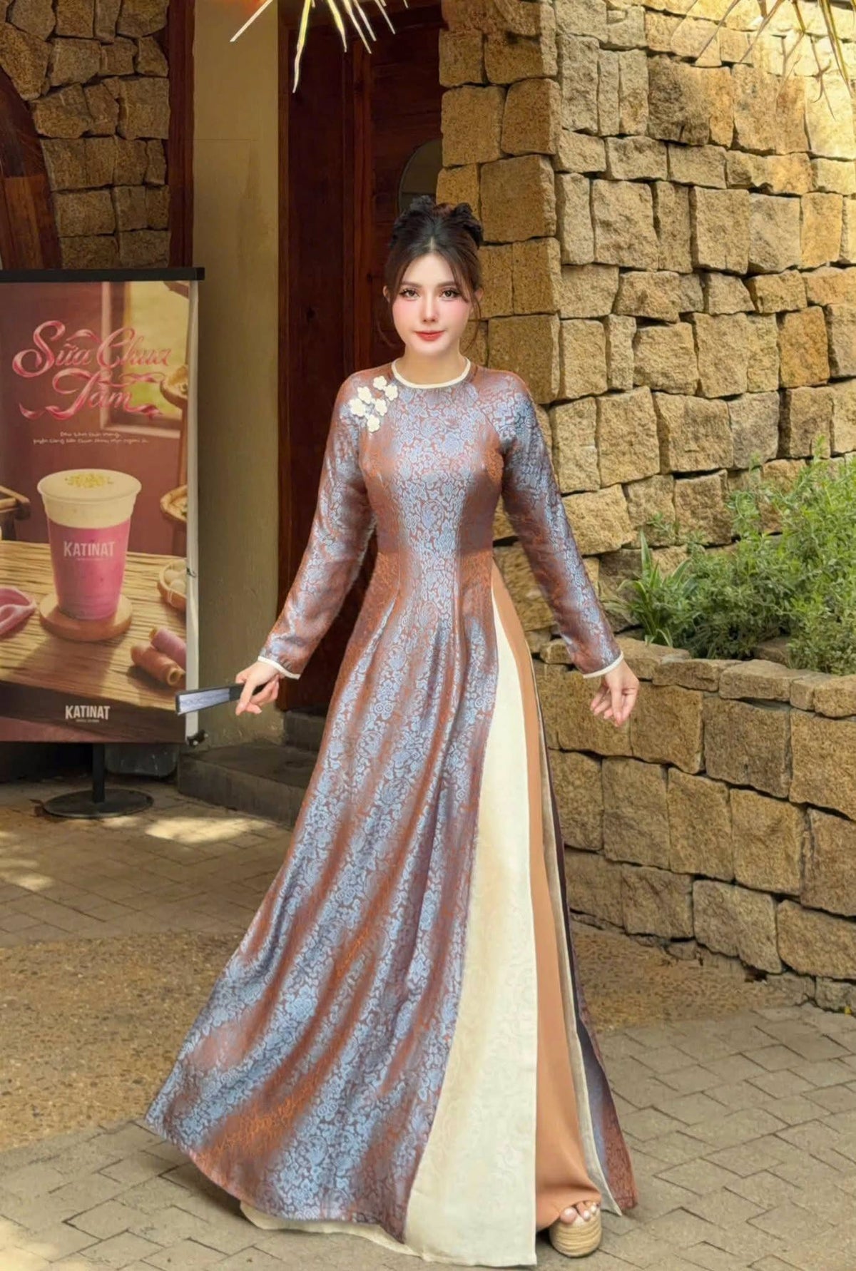 DIEP UYEN Set Ao Dai Lụa Tô Châu Design For Women Color/ pants included/CT279