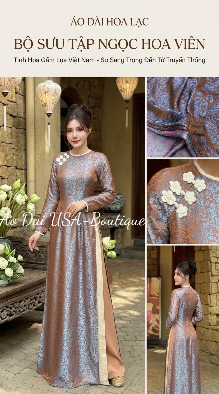 DIEP UYEN Set Ao Dai Lụa Tô Châu Design For Women Color/ pants included/CT279