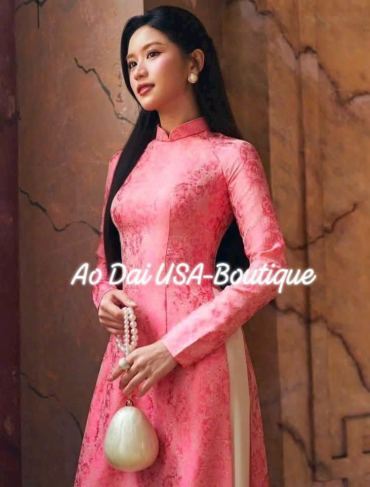 BINH SAO Set Ao Dai Lụa Tô Châu / light yellow pants included/ TT78