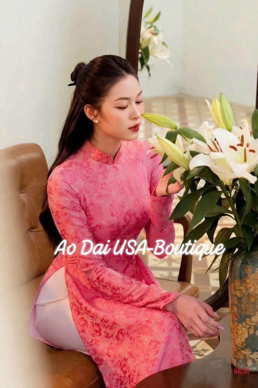 BINH SAO Set Ao Dai Lụa Tô Châu / light yellow pants included/ TT78