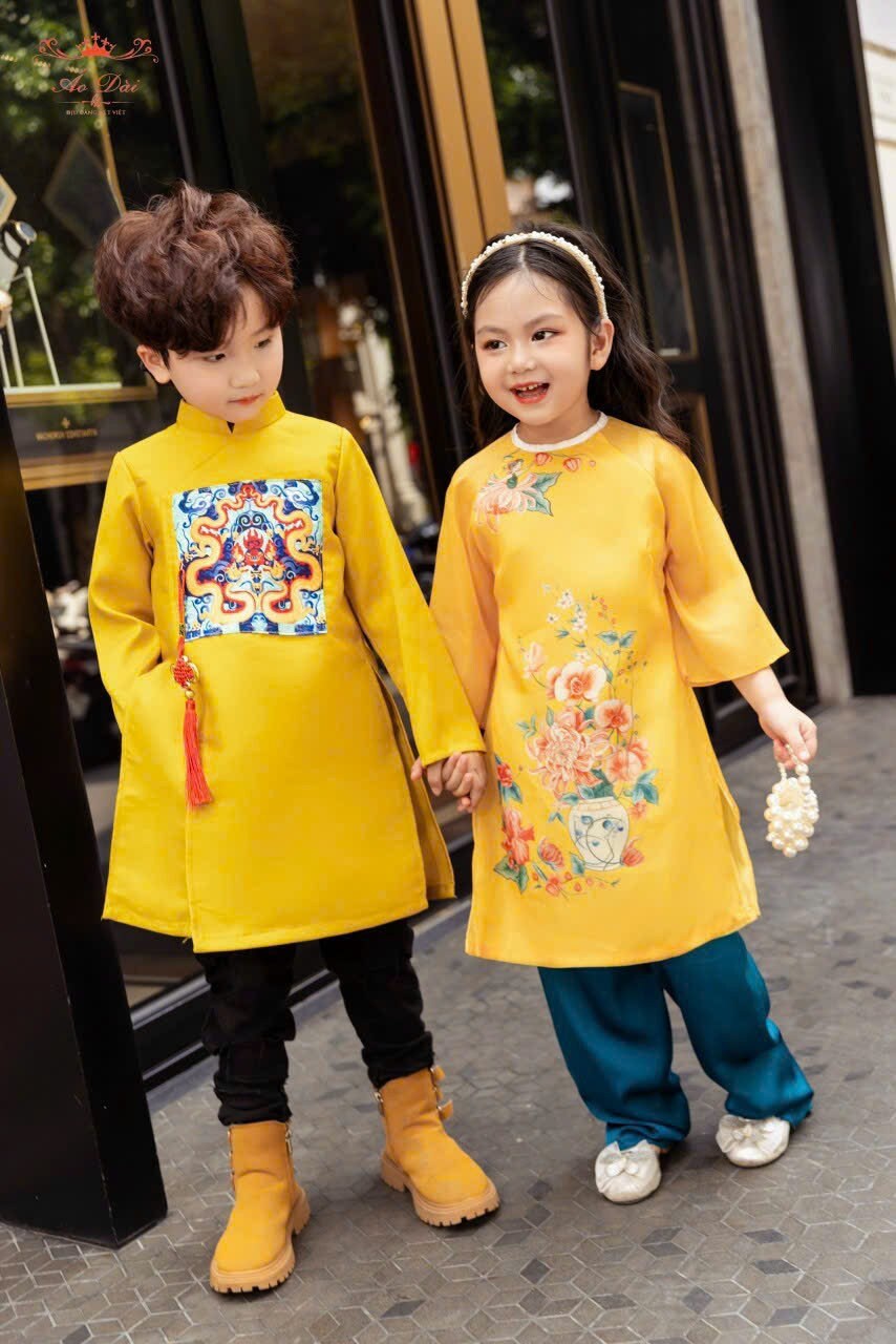 Family Printed Yellow Ao Dai Set B280/122