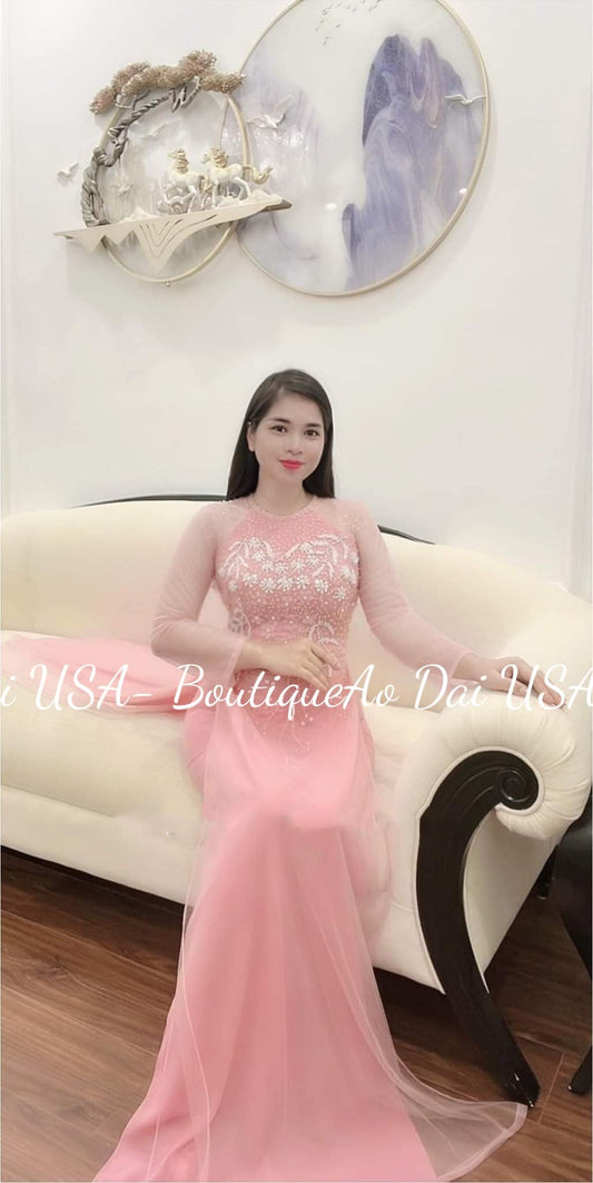 Design Ao Dai triple Layers Set with lace and silk