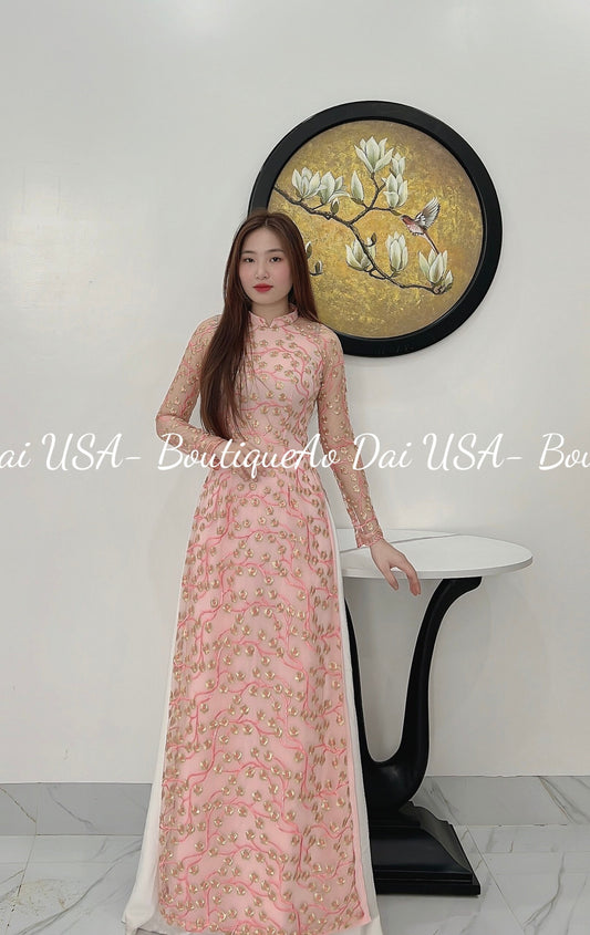 Double layers Lace Ao Dai set -(2 colors) No Pants included- B246