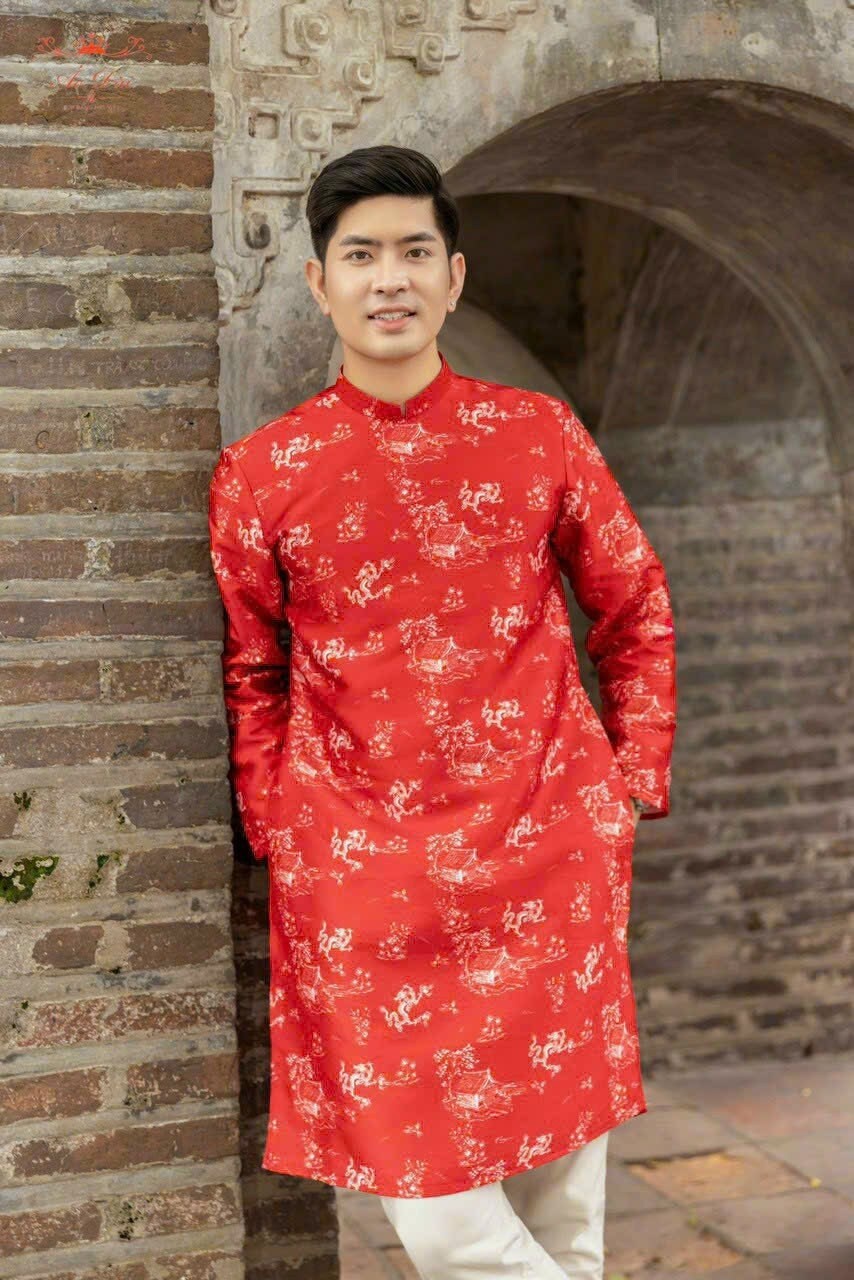 Men & Boy Red Dragon Ao Dai Top (2 Colors) B122