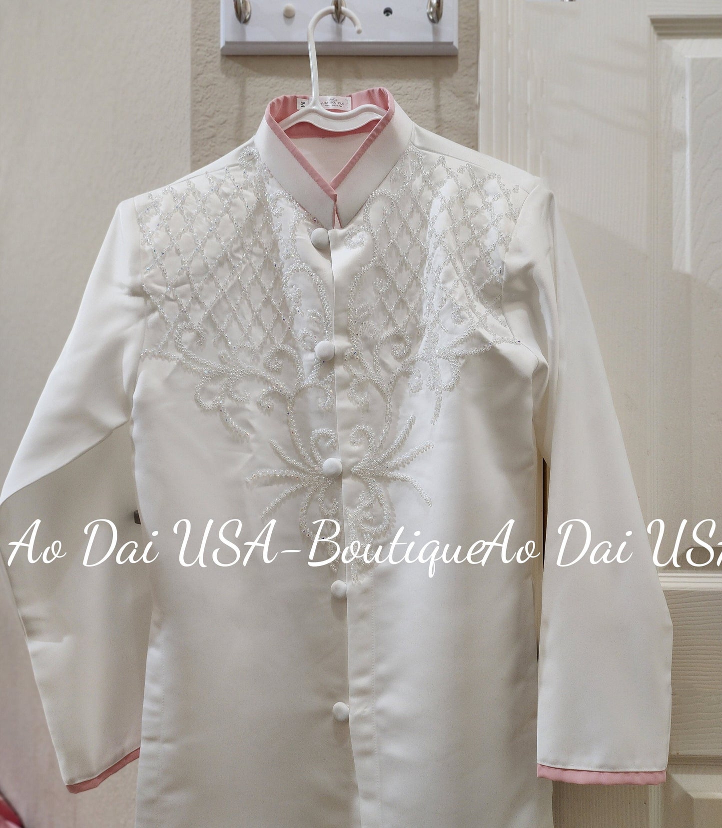 Ao dai Nam Tafa Design White Color B146