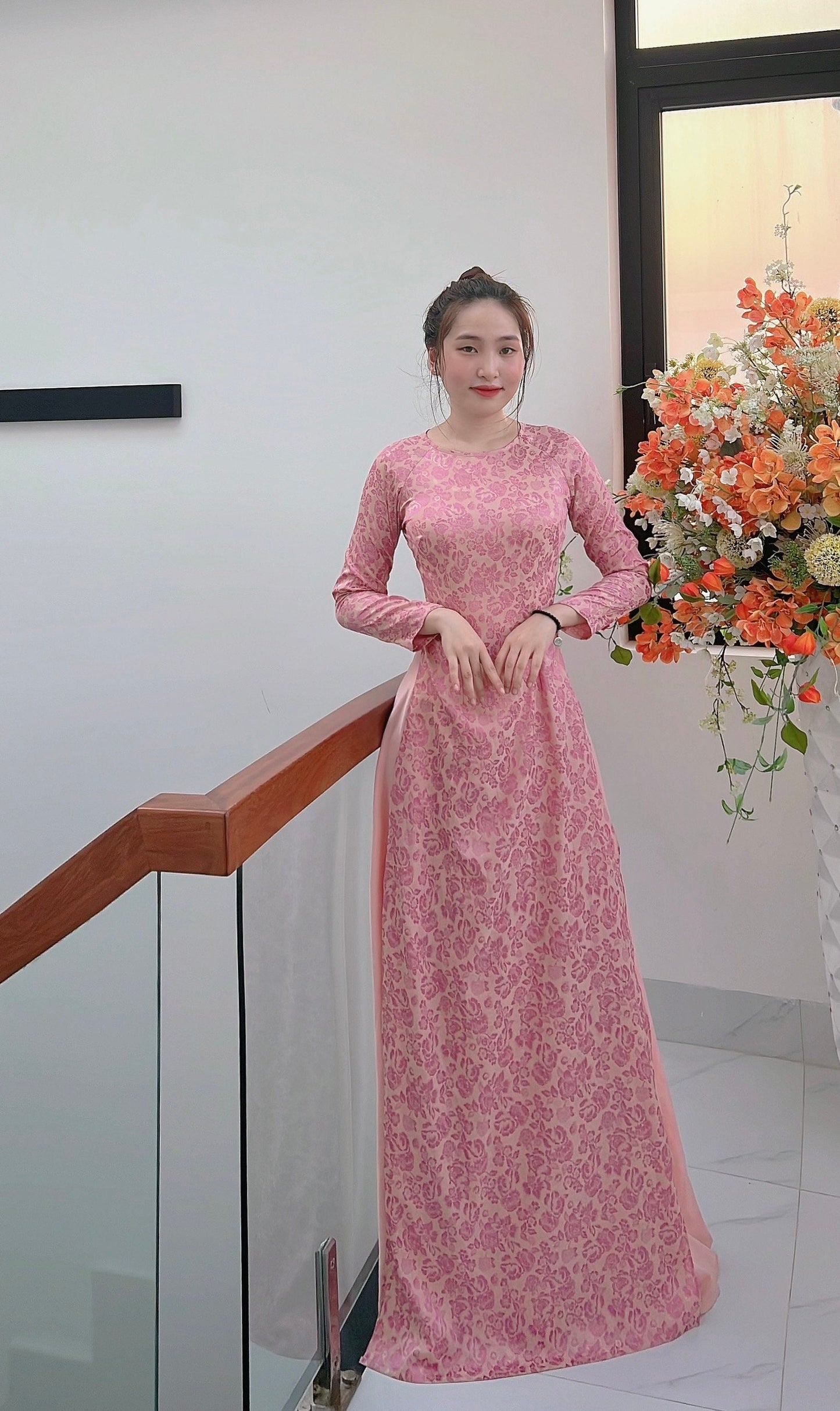 Top Only-Tơ Tằm Thai Tuan Pink Mini Flower- TT94