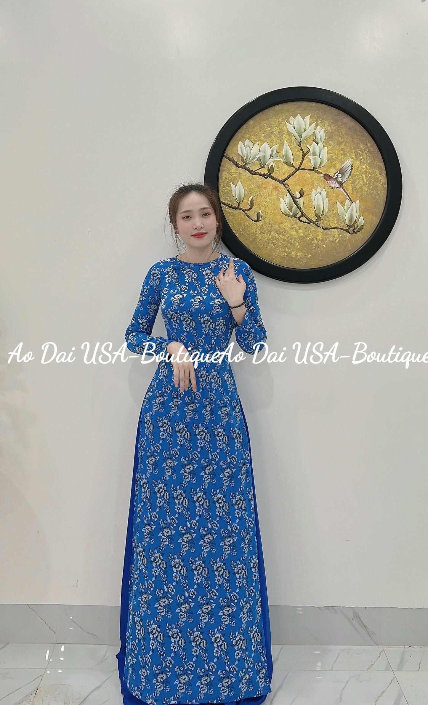 Top Only- Ao Gấm mềm Thai Tuan Blue Color- TT79