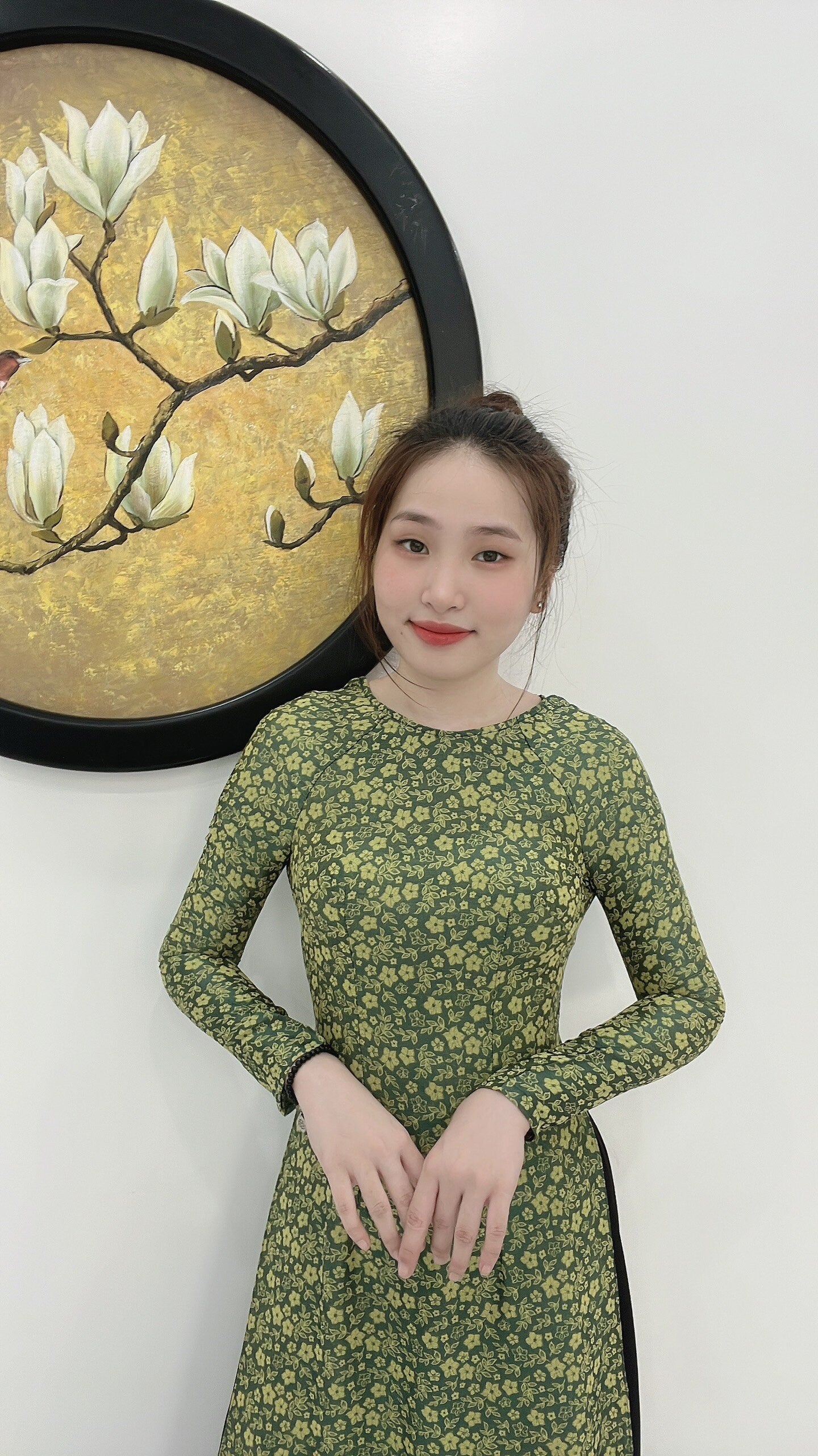 Top Only-Áo gấm mềm thái Tuấn- green color