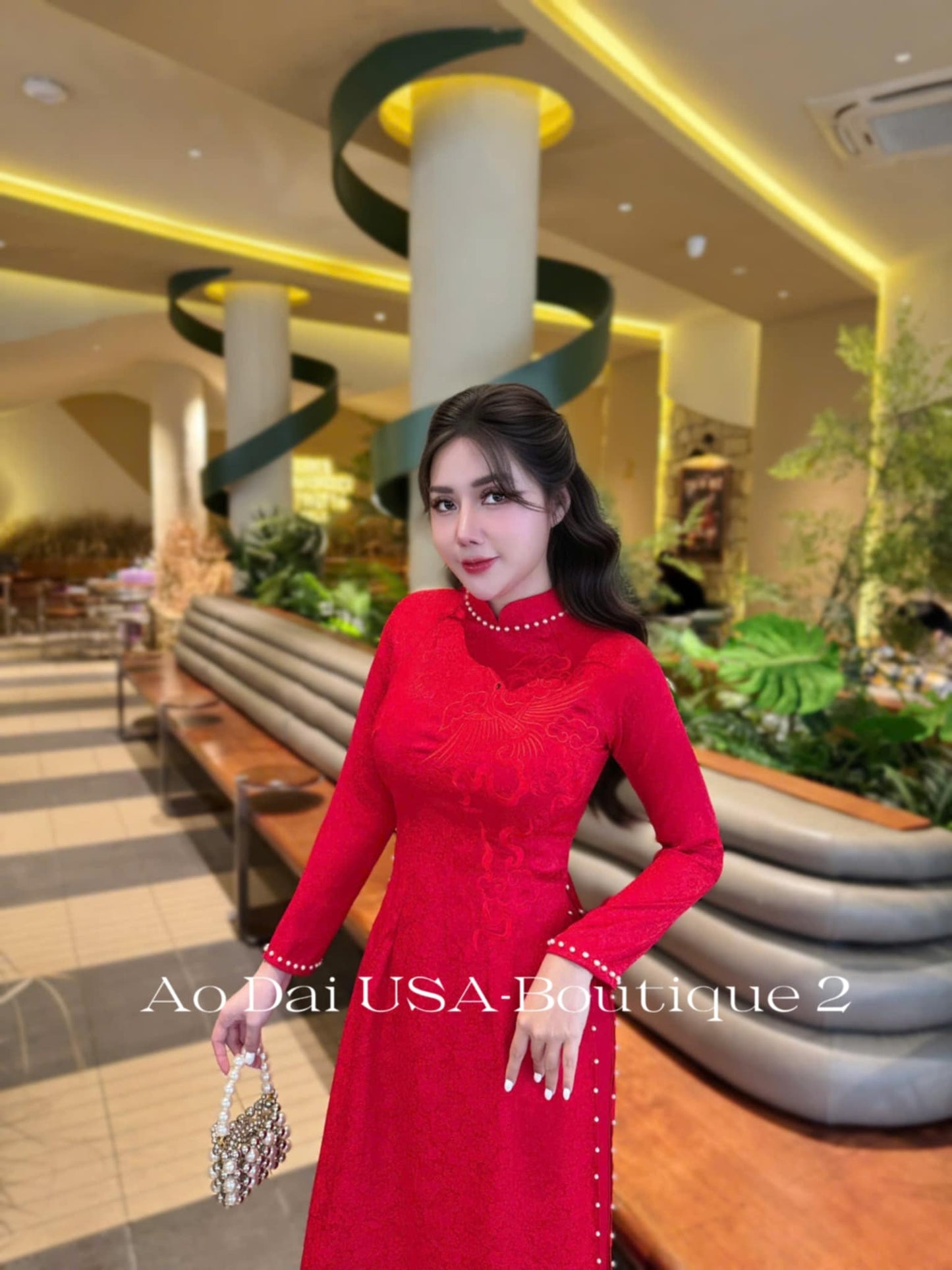 Set Ao Dai Wedding Red Color W188