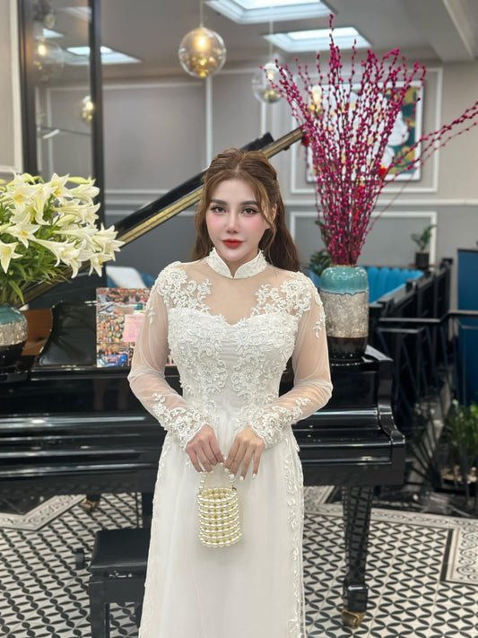 Set Ao Dai Triple layers Design with Crystal B404