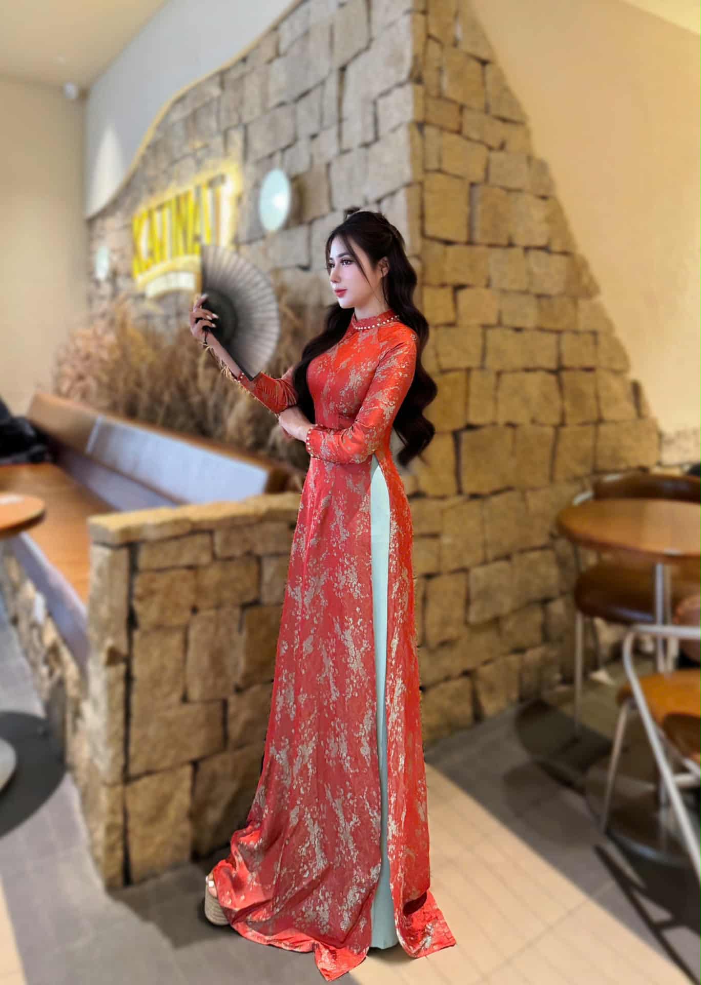 XUAN MAI Tơ Tam Luxury Material/ Traditional dresses Vietnamese/Blue Pants included/TT77