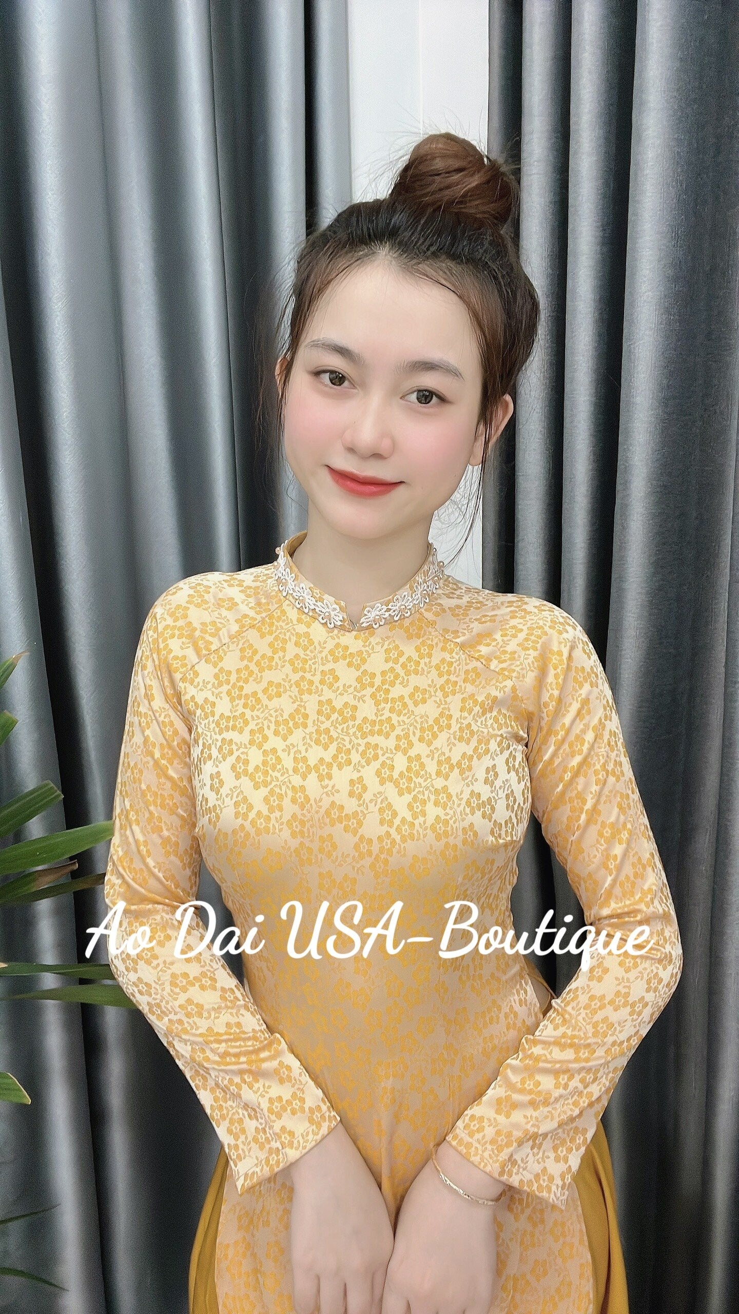 Only Áo-Lua to tam thai tuan silk design yellow color- TT102