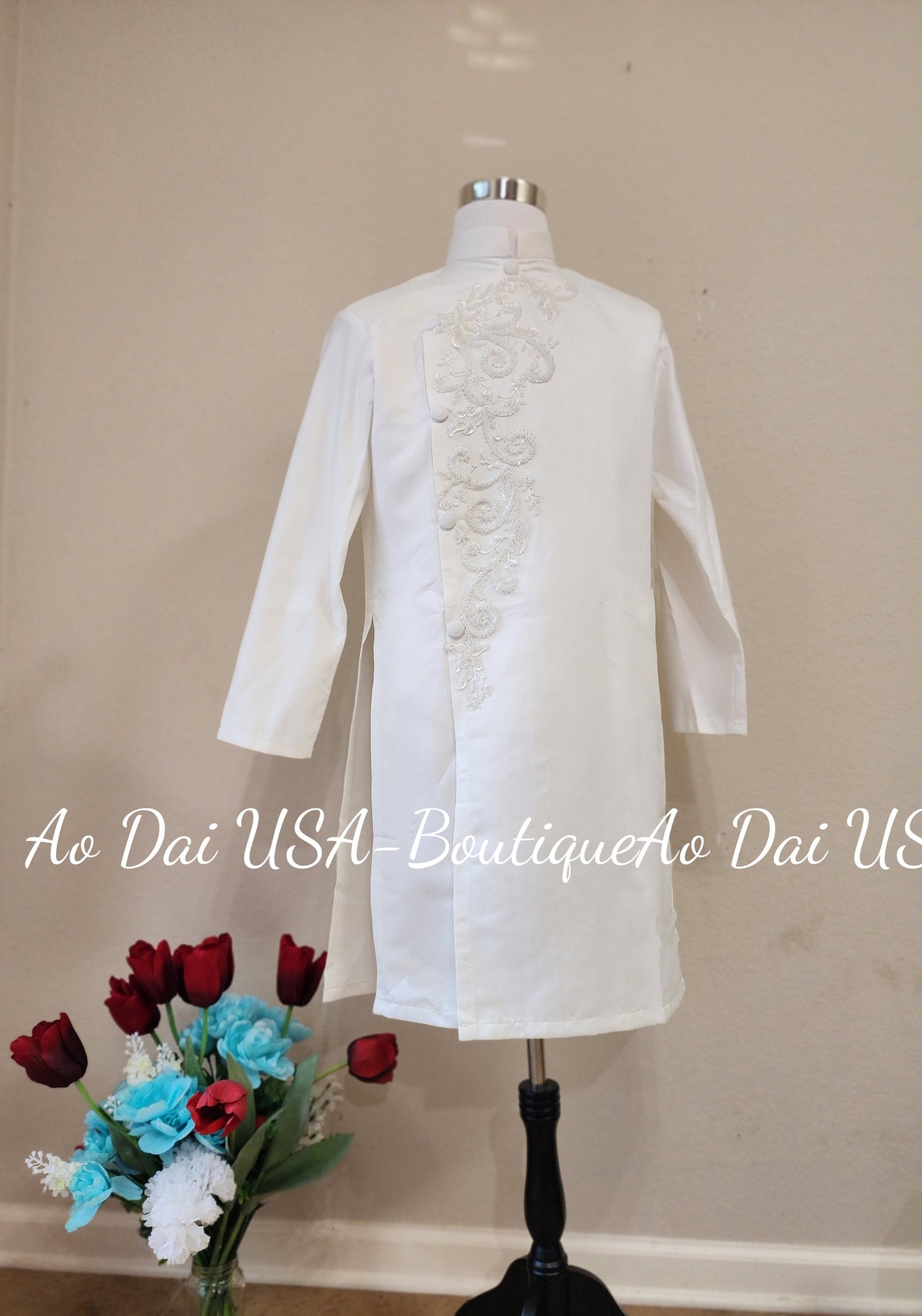 Ao dai Nam Design White Color- B175