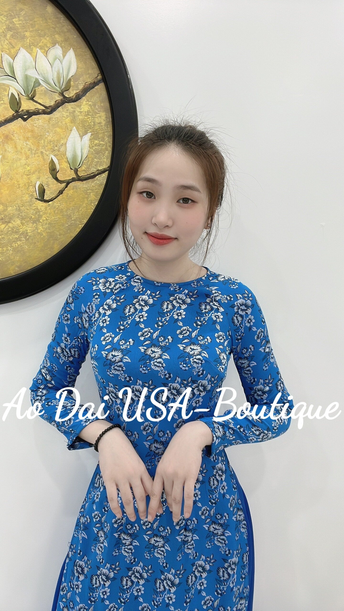 Top Only- Ao Gấm mềm Thai Tuan Blue Color- TT79