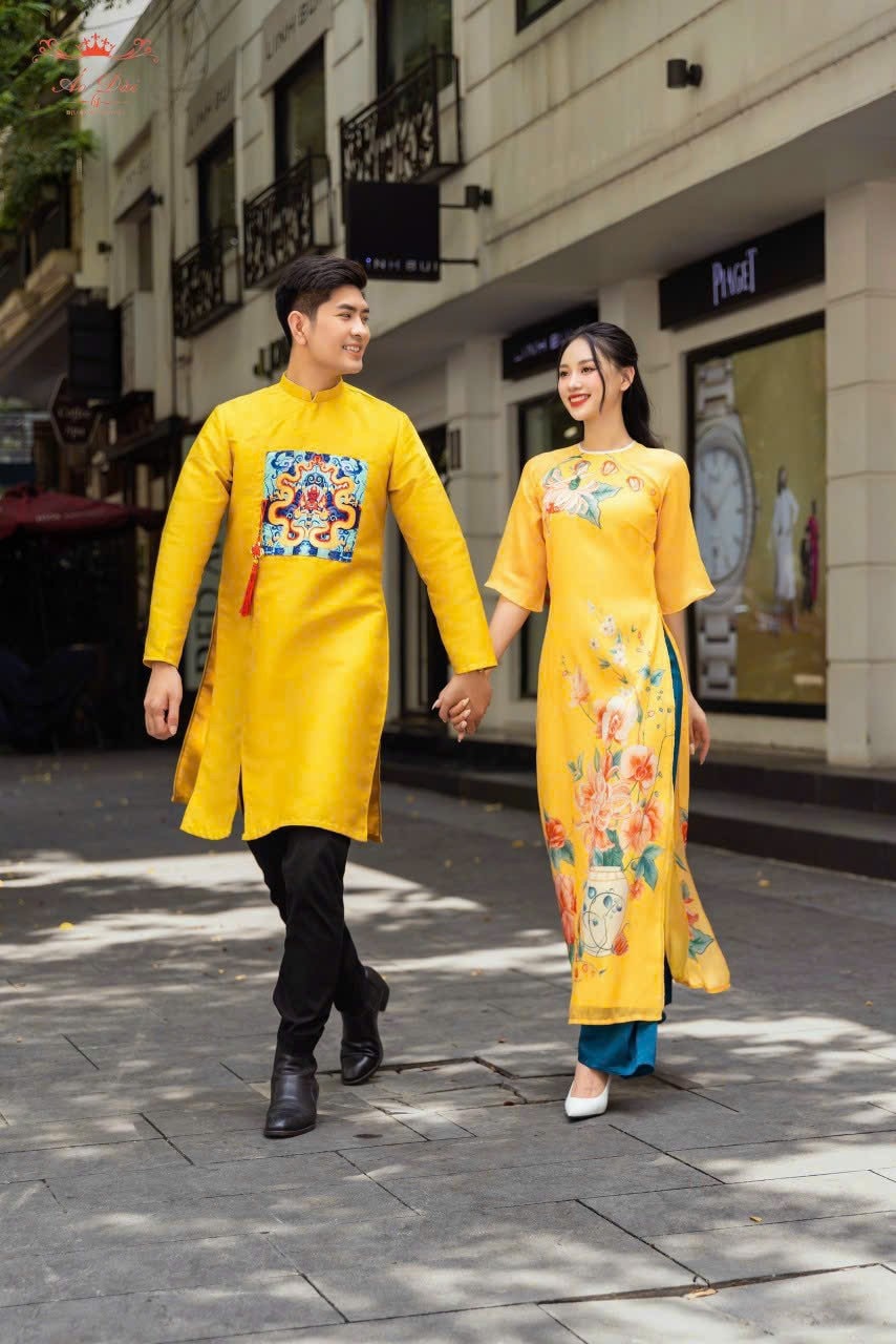 Family Printed Yellow Ao Dai Set B280/122