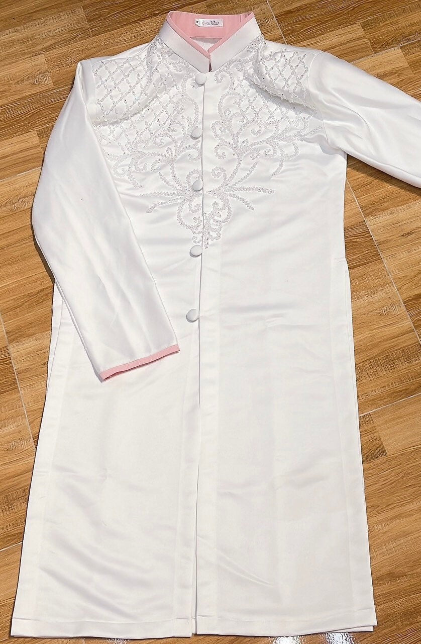 Ao dai Nam Tafa Design White Color B146