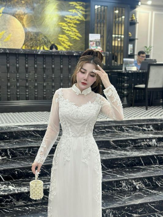 Set Ao Dai Triple layers Design with Crystal G398