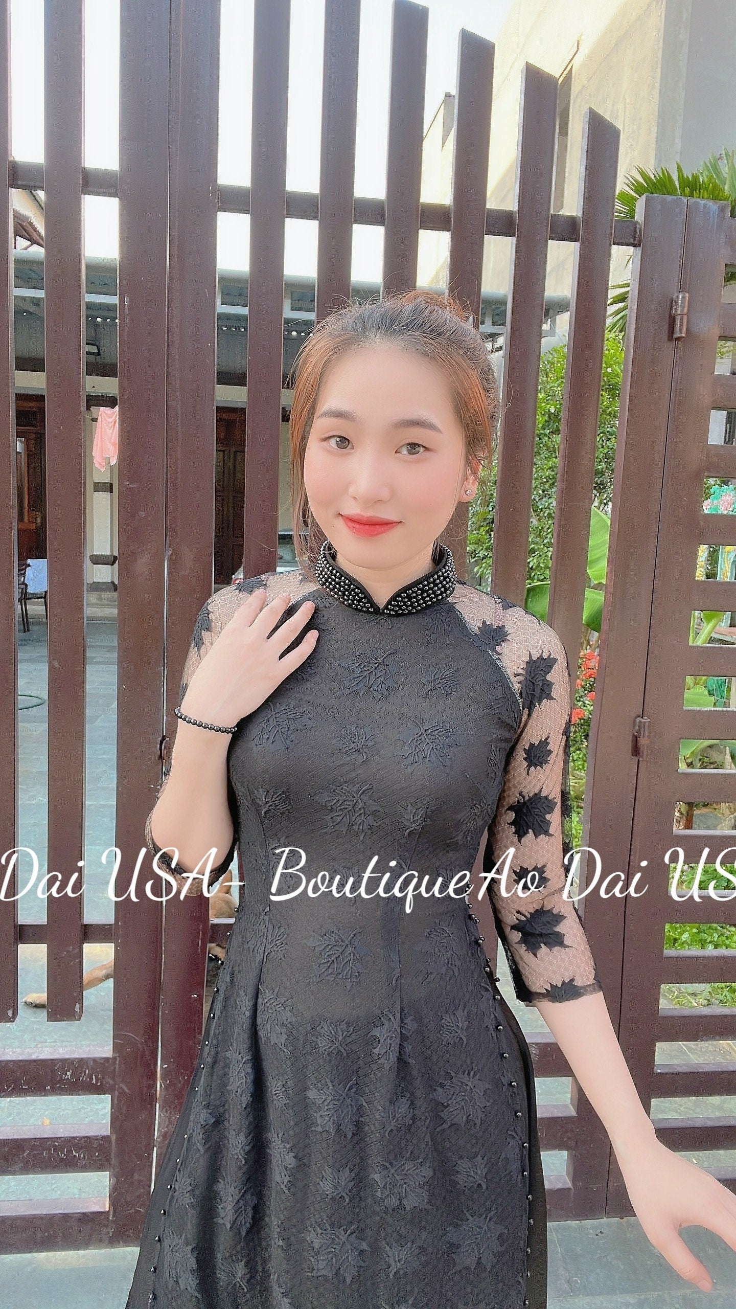 Double layers Lace Ao Dai- Blue Color -No pants included