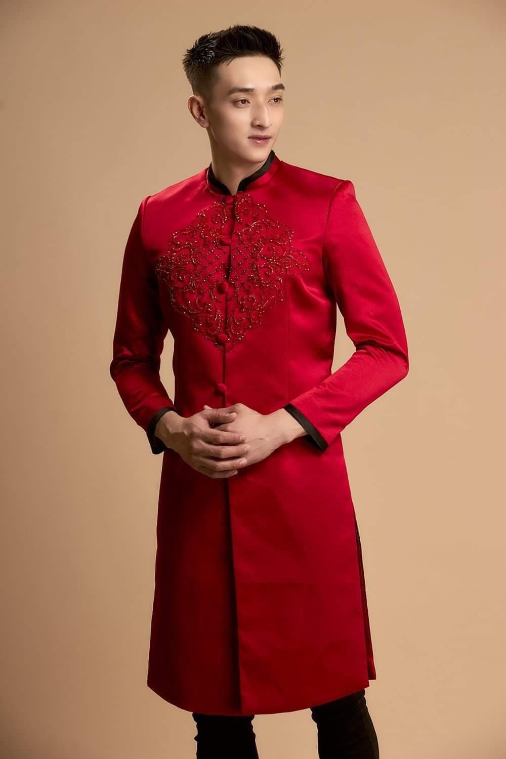 Ao Nam Tafa Design Dark Red Color B147