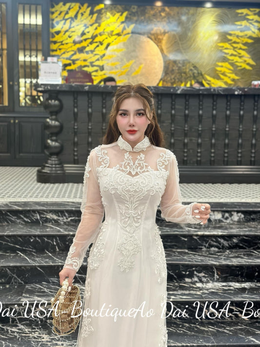 Set Ao Dai Triple layers Design with Crystal W408
