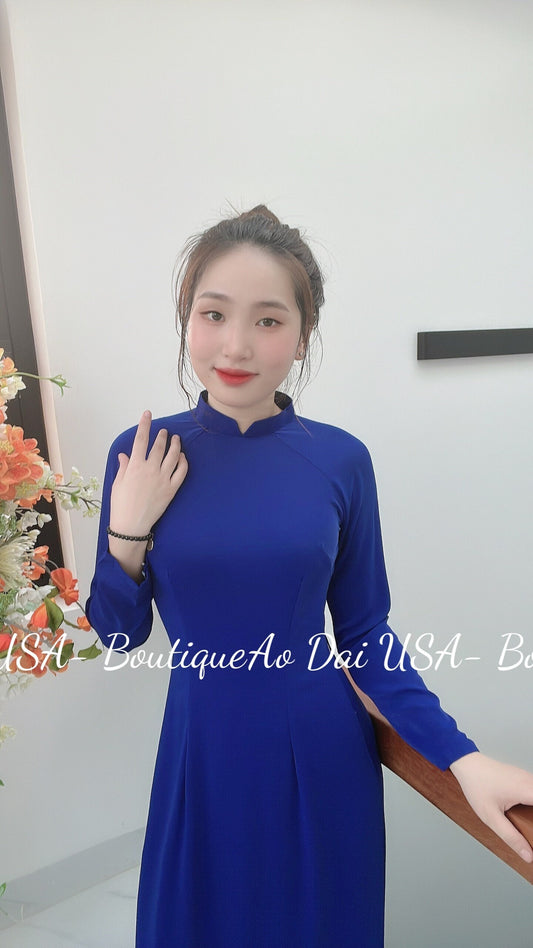 Set Ao Dai Thai Tuan Tron- Blue Color