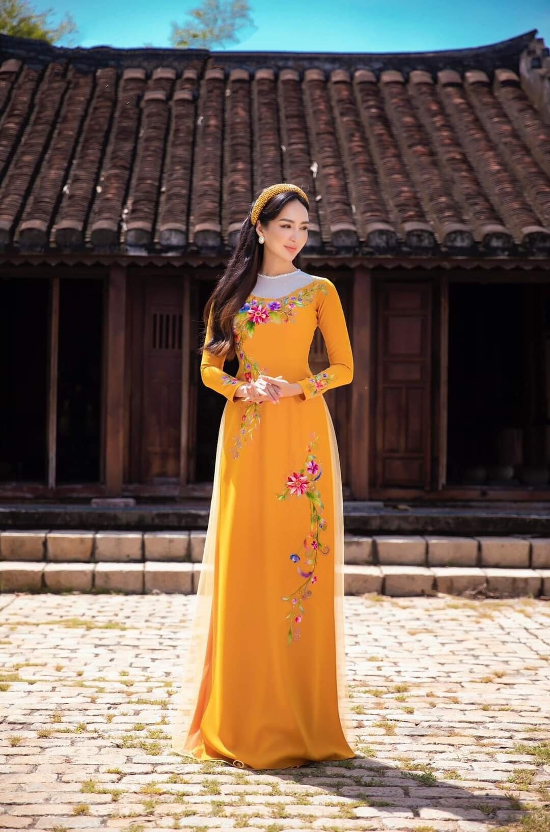 Only áo- Chiffon Embroidered yellow color-DS23