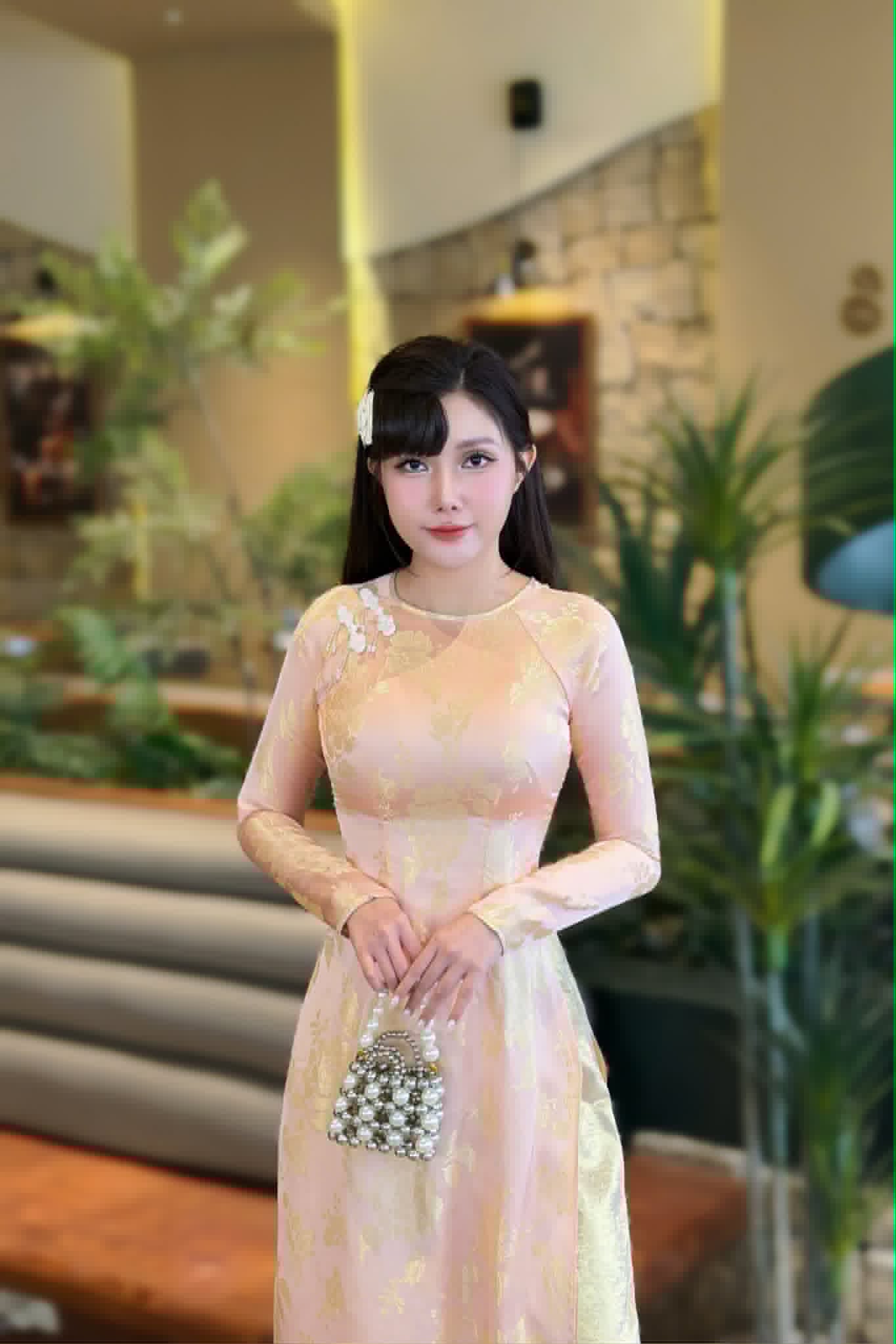 MAI DAO Set Ao Dai Lụa Gam To Tam Van Nam Pink Color with ribbon buttons/ Traditional Long dresses Vietnamese/pants included/TT96