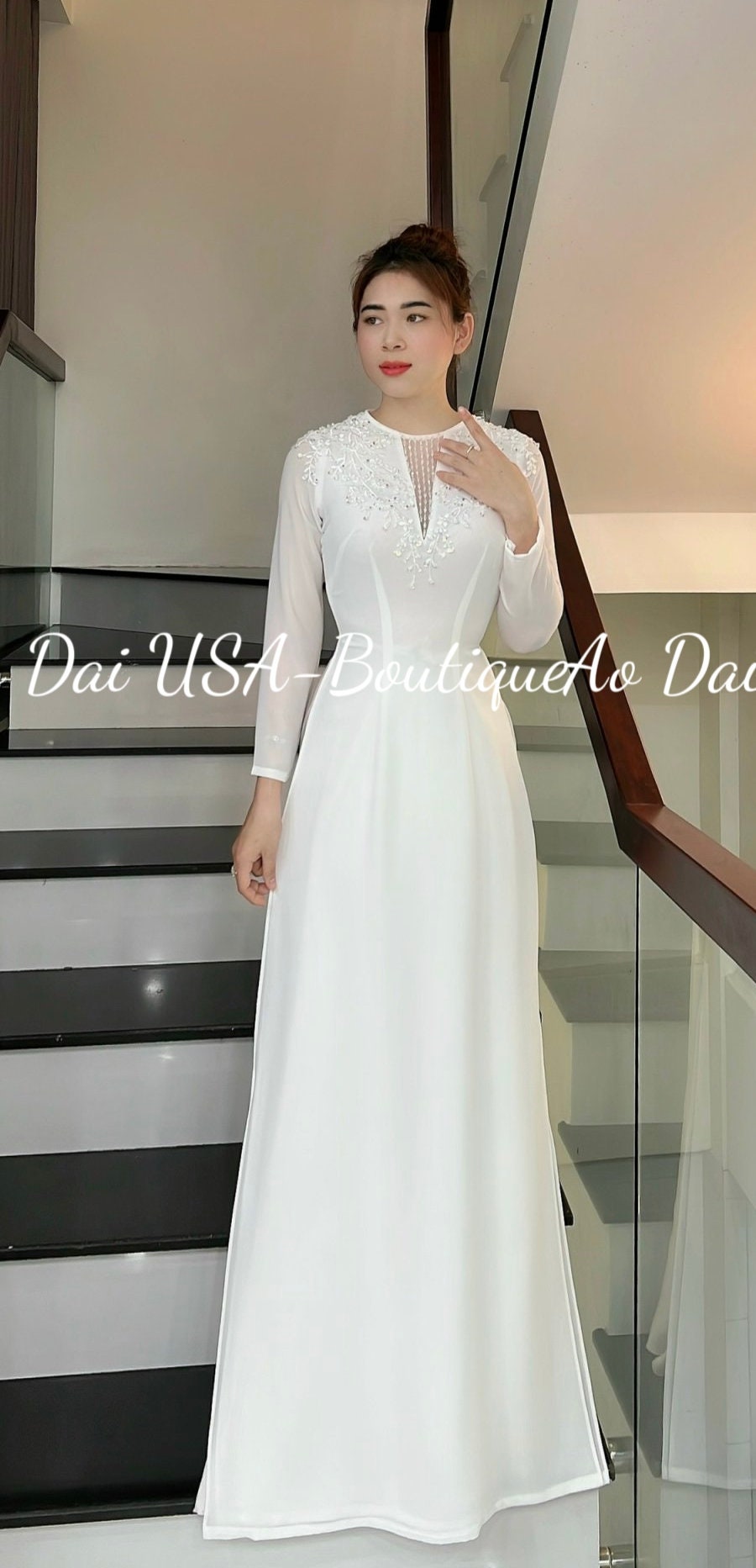 Only áo-Chiffon Ao Dai Double layers-T211