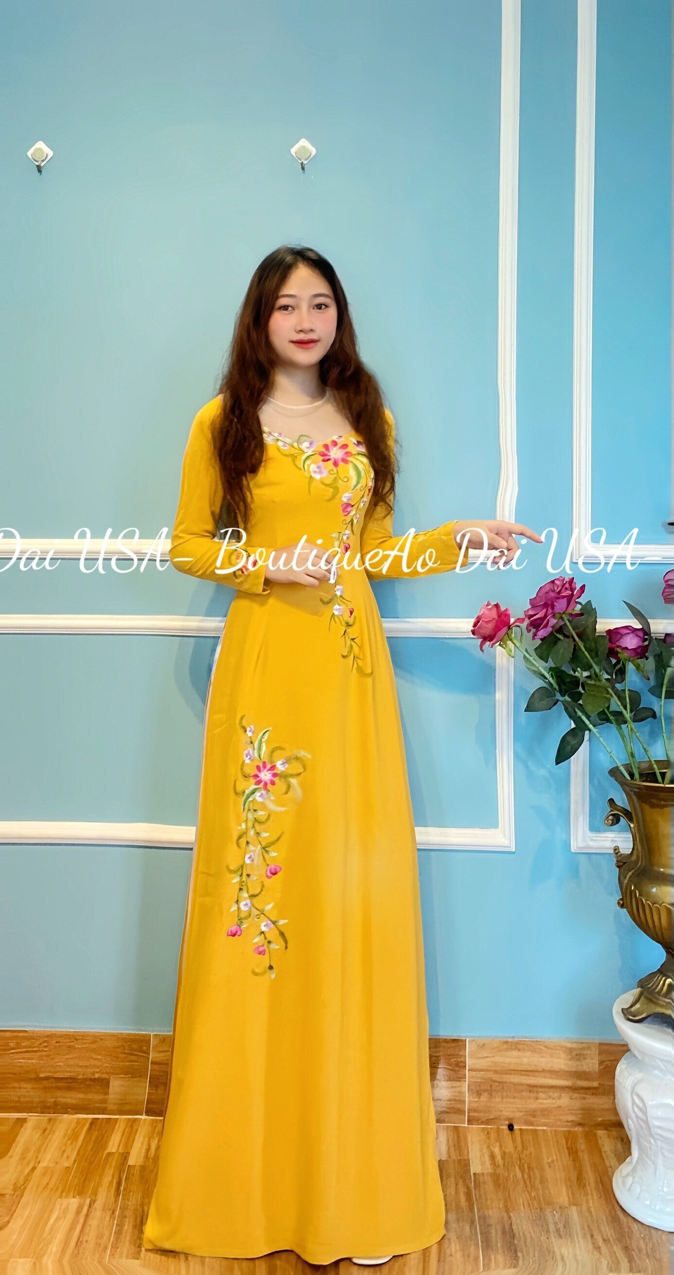 Only áo- Chiffon Embroidered yellow color-DS23