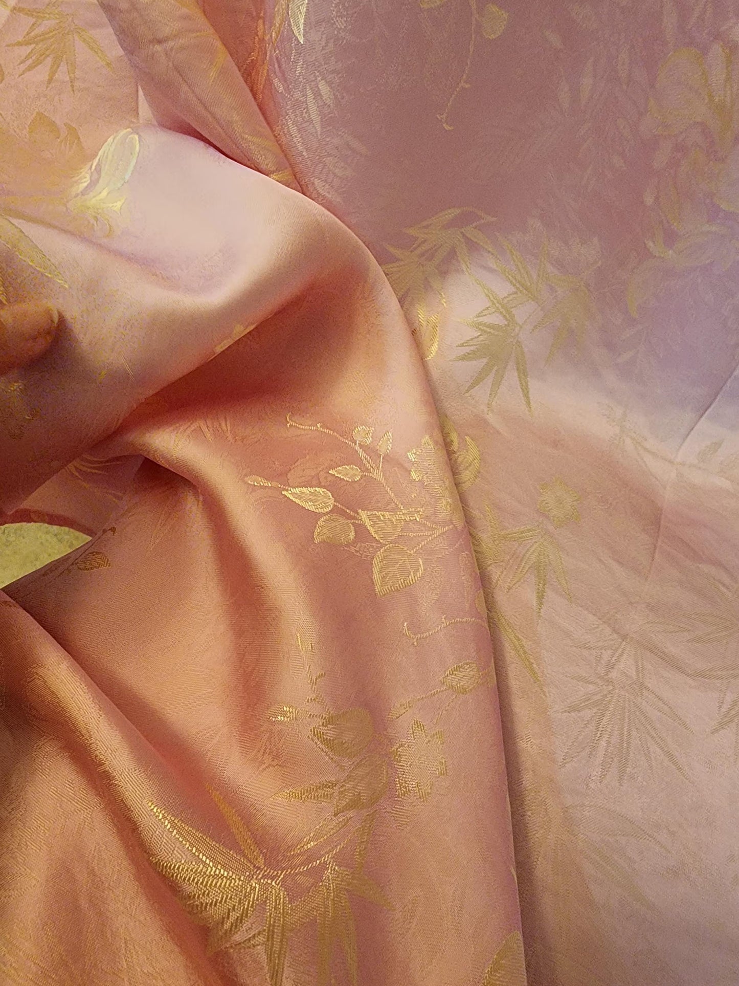 Ao Dai Lụa Tơ tằm Hà Nam Light Pink Mix Yellow/TT58