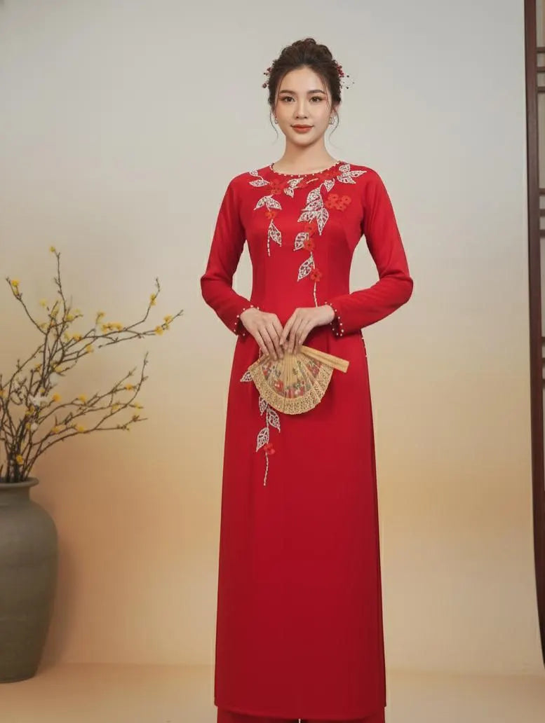 Ao Dai Design with Pear /Traditional Long dresses VietnameseNo pants include/TT226