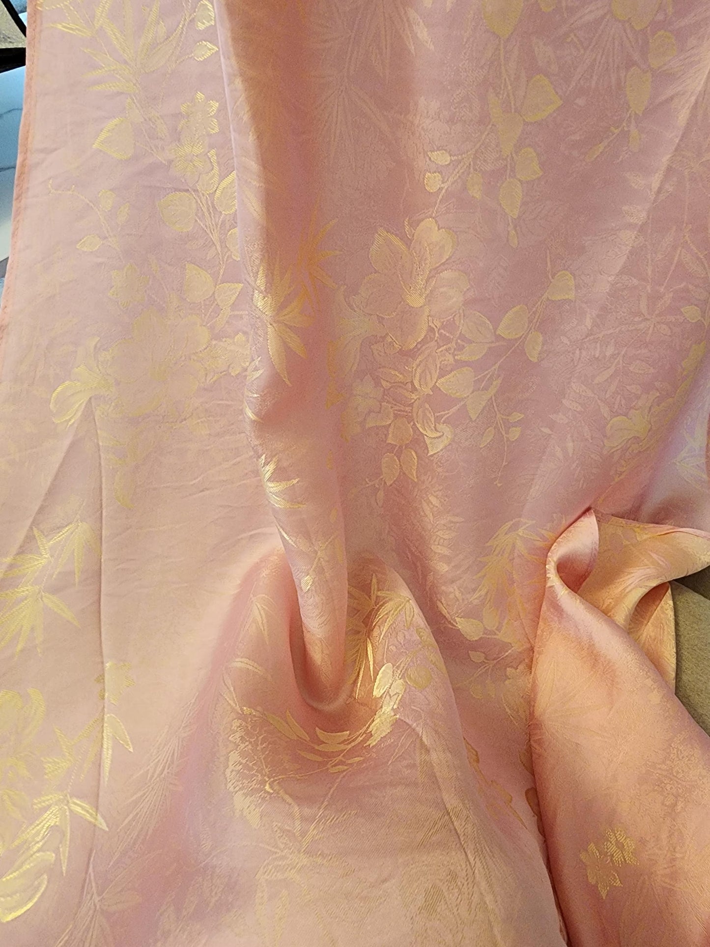 Ao Dai Lụa Tơ tằm Hà Nam Light Pink Mix Yellow/TT58