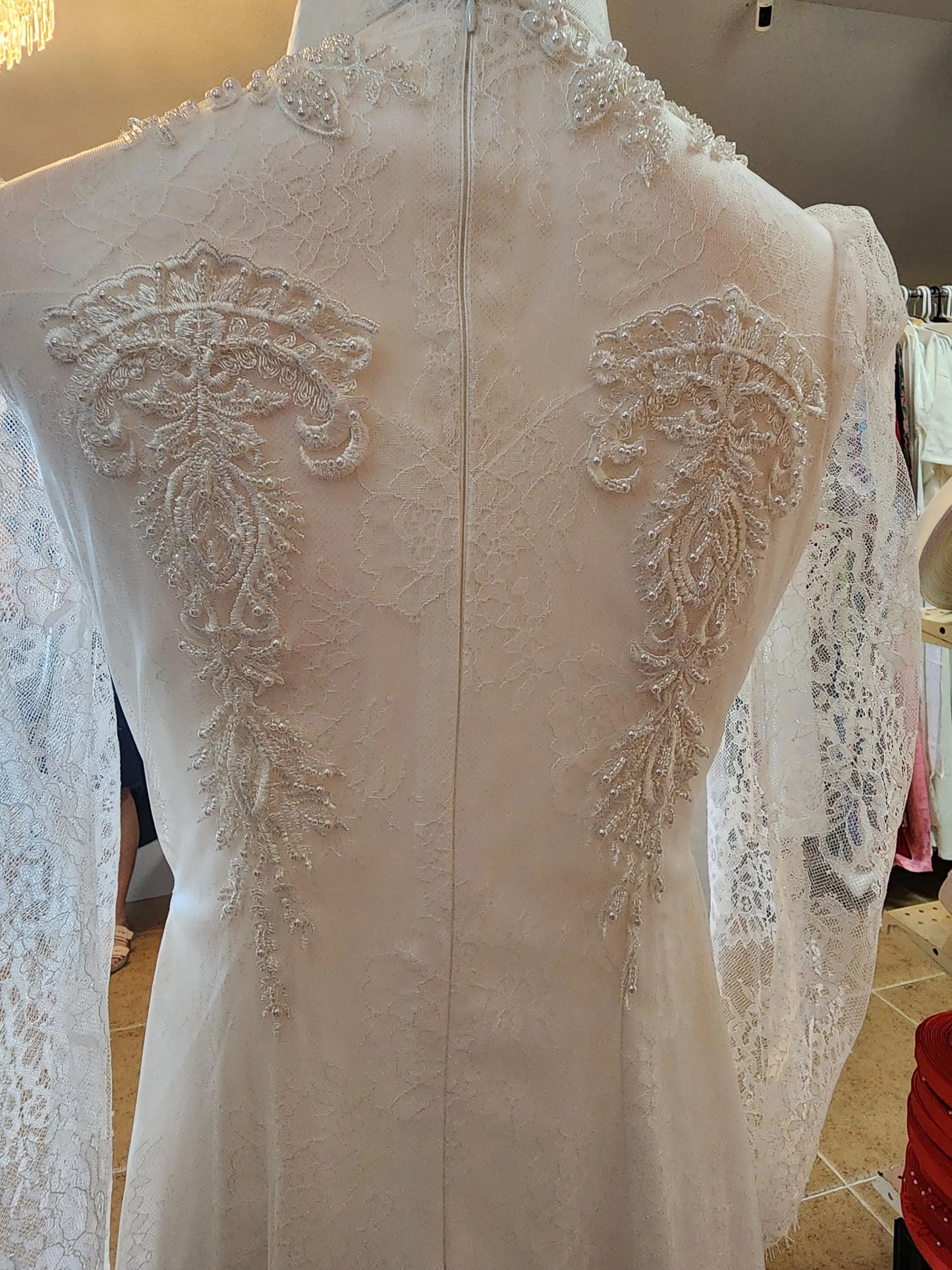 Crystal Chiffon Ao Dai Dress: Triple Layer Wedding Gown W169