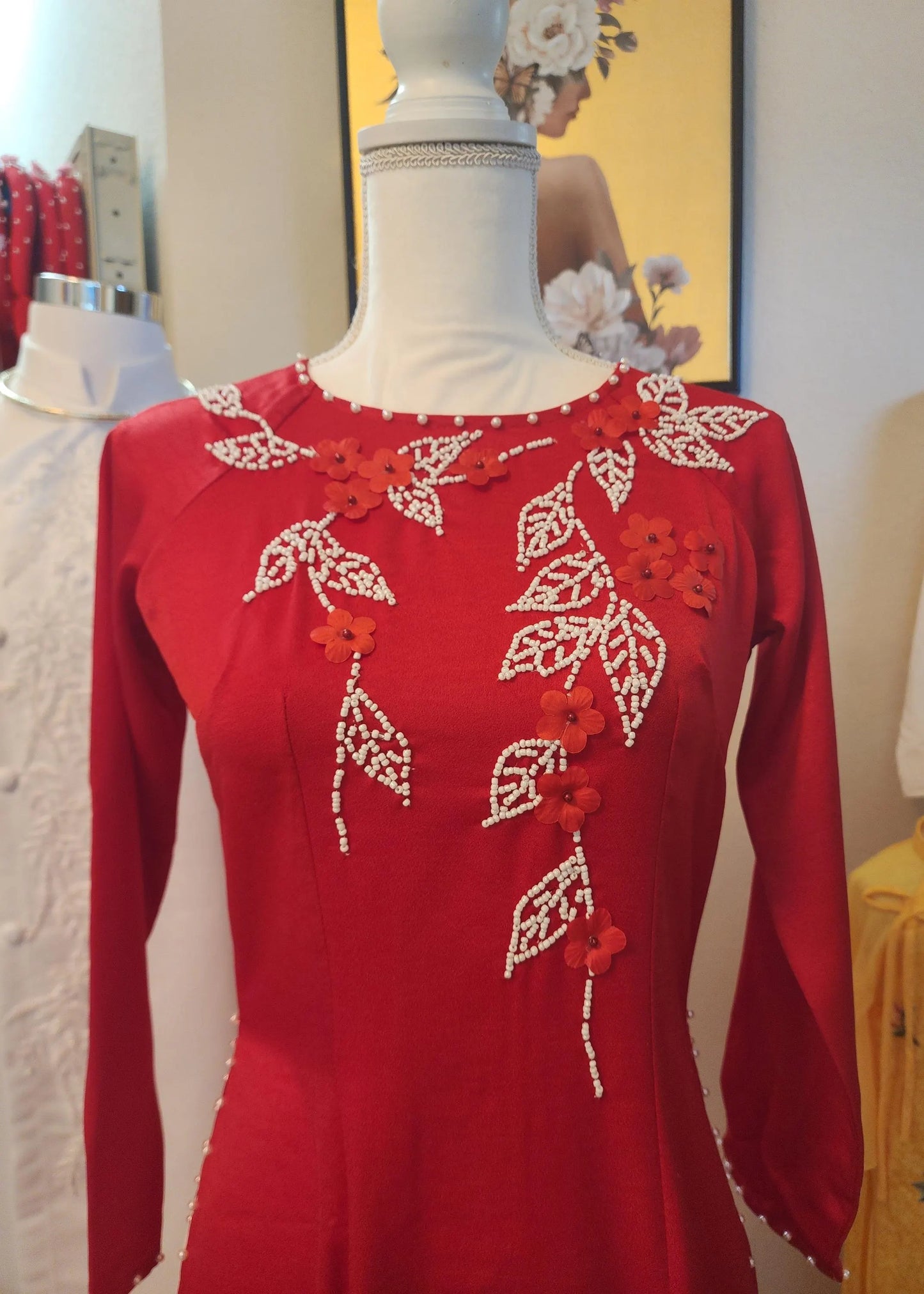 Ao Dai Design with Pear /Traditional Long dresses VietnameseNo pants include/TT226