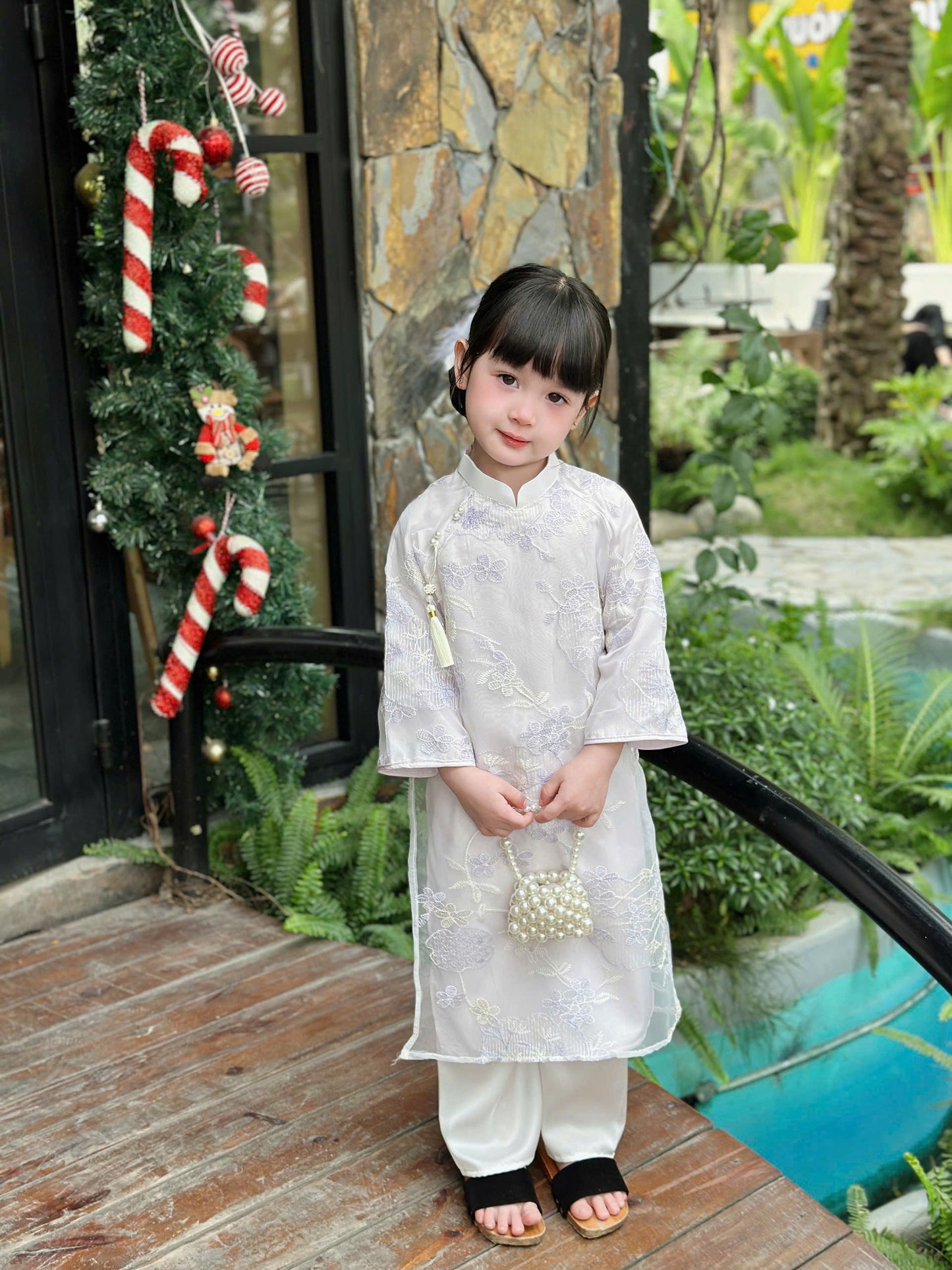 Set Ao Dai Tơ Thêu for Girl Light Purple/B66