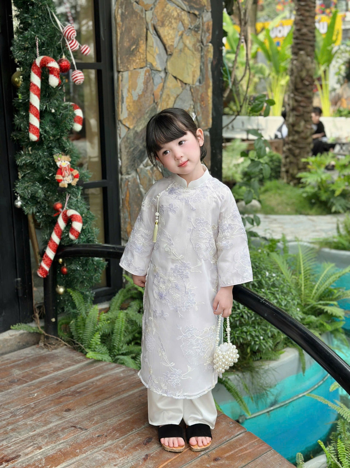 Set Ao Dai Tơ Thêu for Girl Light Purple/B66