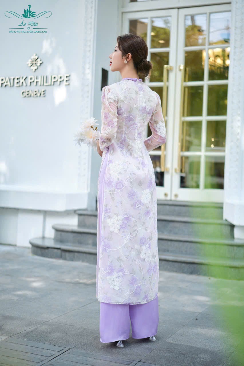 Set Ao Dai Cach tan light purple (Pants included) B303