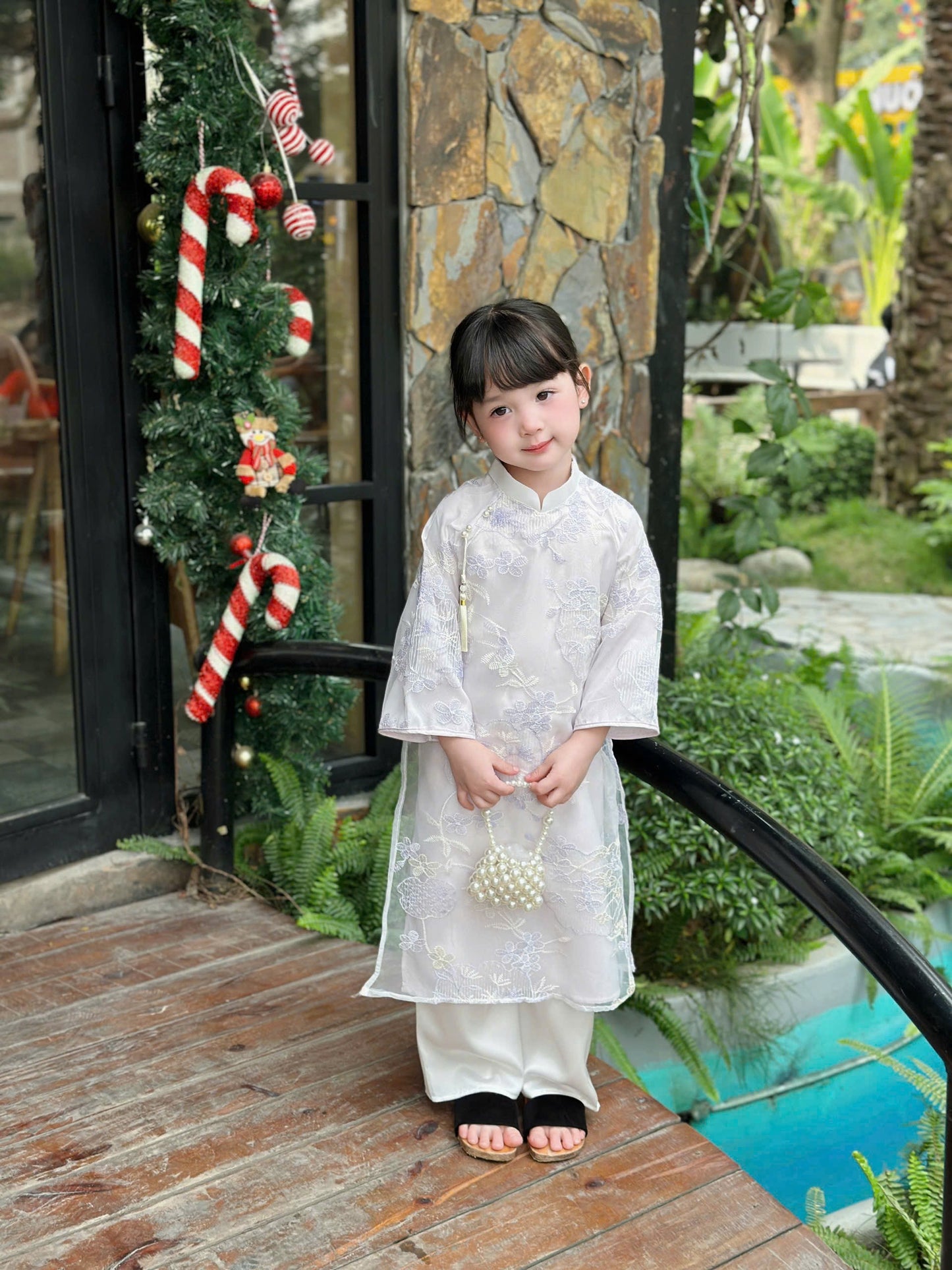 Set Ao Dai Tơ Thêu for Girl Light Purple/B66